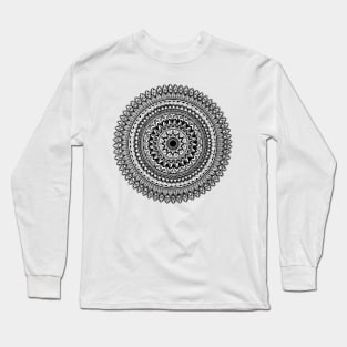 Black and white mandala art Long Sleeve T-Shirt